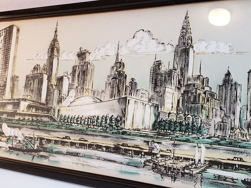 Sebet Silverman- 1950s NYC Skyline Original Illustration